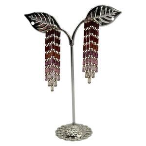 LOFT Ombré Crystal Fringe Baguette Drop Earrings – Sunset Palette